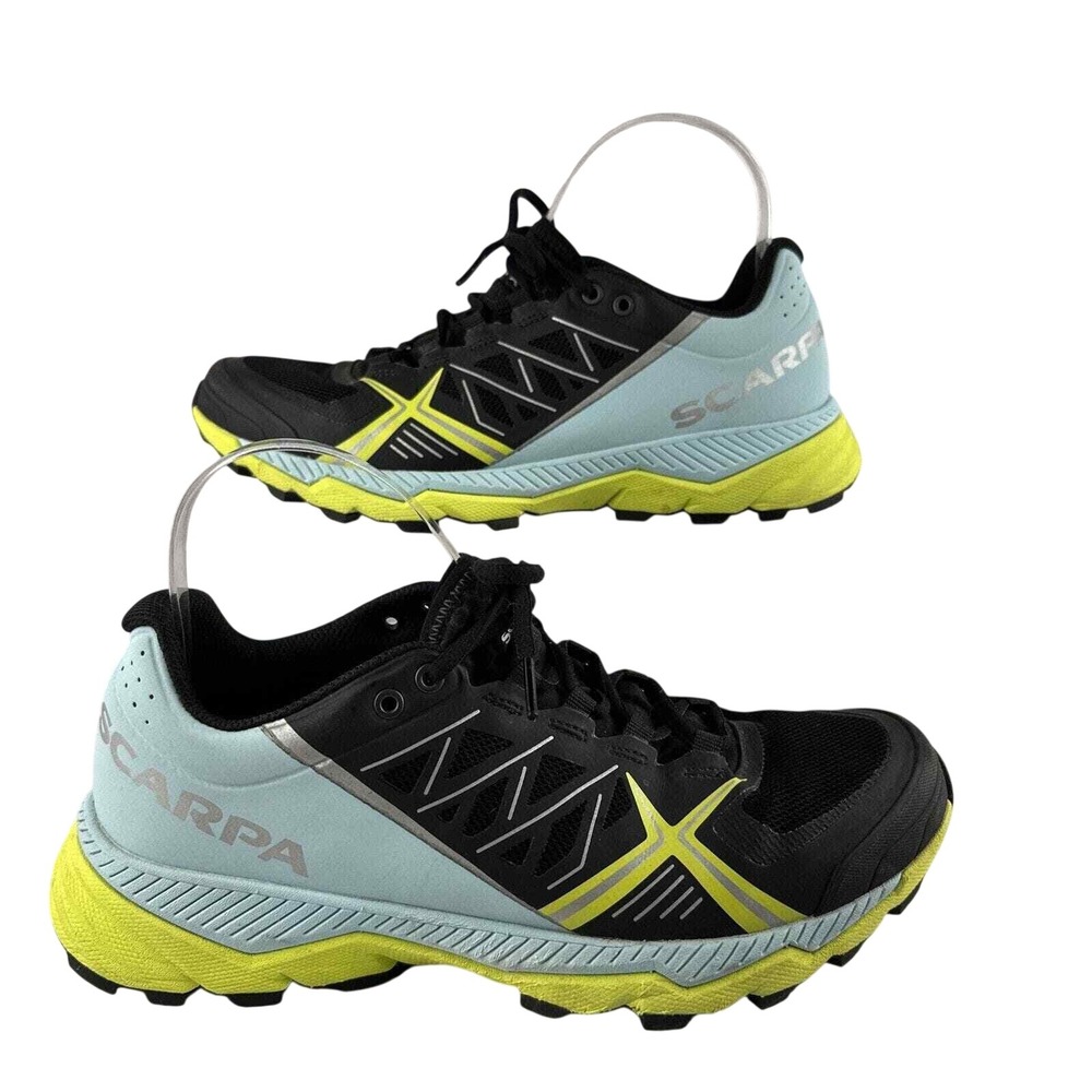 Scarpa Spin RS8 Trail Runner Sneaker Womens 7.5 Black Blue Ergonomic Hiking Shoe